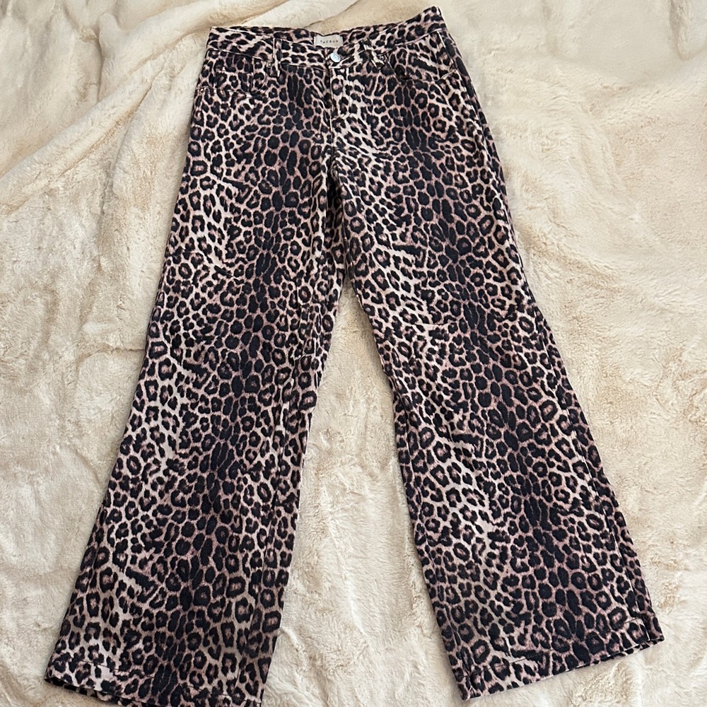 PacSun Wide Leg Leopard Print Pants - Black & Tan
